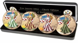 4 x 1 Unze Silber American Eagle Set 2016 "4 Jahreszeiten" (coloriert)