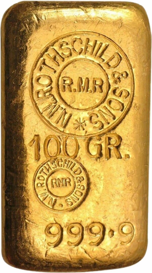 100 g Goldbarren Rothschild (ohne Gegenstempel)