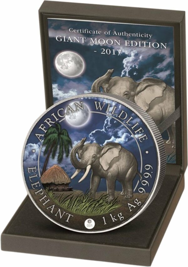 1kg Silber Somalia Elefant 2017 Limited Night Edition (Auflage: 100 Münzen)