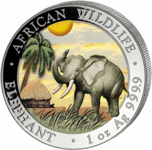 1 Unze Silber Somalia Elefant "Tag-Design" 2017 (coloriert)