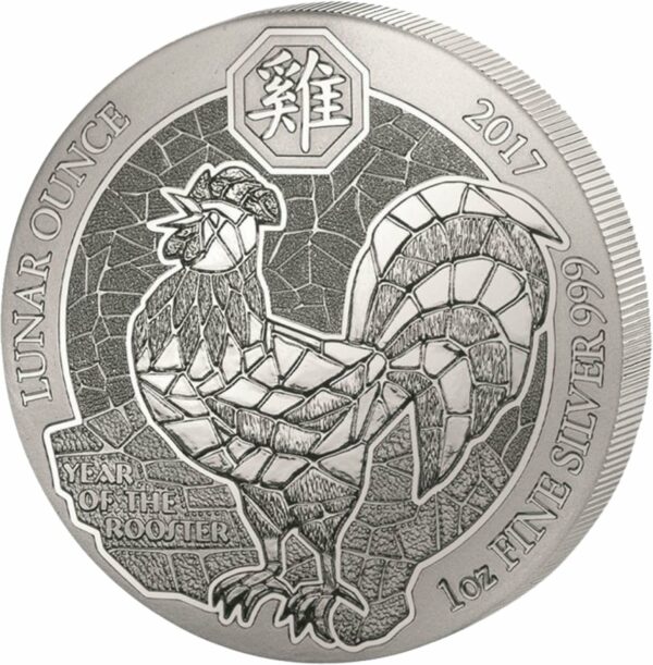1 Unze Silber Ruanda Lunar Hahn 2017 PP (Polierte Platte | Kapsel und Zertifikat)