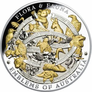 5 Unze Silber Flora & Fauna Wahrzeichen Australiens PP 2017(Niue 10$ | teilvergoldet | Auflage: 500)