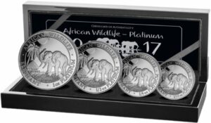 Platin Set: 1/10 - 1 Unze Somalia Elefant 2017 (im Etui)