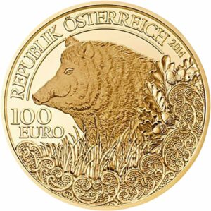 100 Euro Gold Wildschwein Wildtiere Österreich 2014 PP