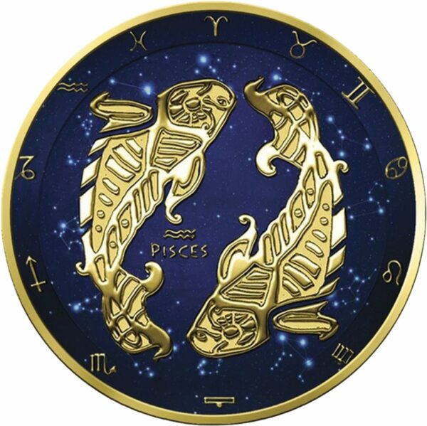 1 Unze Silber Sternzeichen Fische (Auflage: 100 | beidseitig vergoldet)