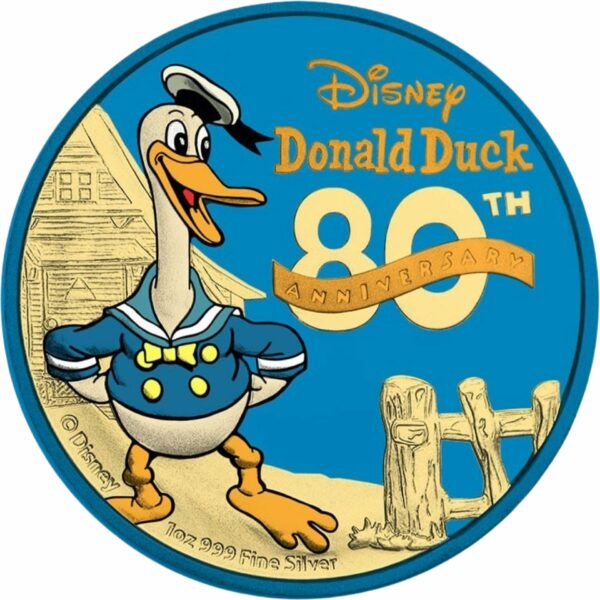 1 Unze Silber Donald Duck 80 Jahre 2014 (Polierte Platte | coloriert | teilvergoldet)