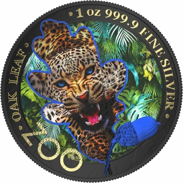 1 Unze Silber Zoo Leopard 2019 (Auflage: 100 | gildet | coloriert)