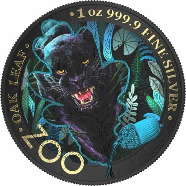 1 Unze Silber Zoo Panther 2019 (Auflage: 100 | gildet | coloriert)