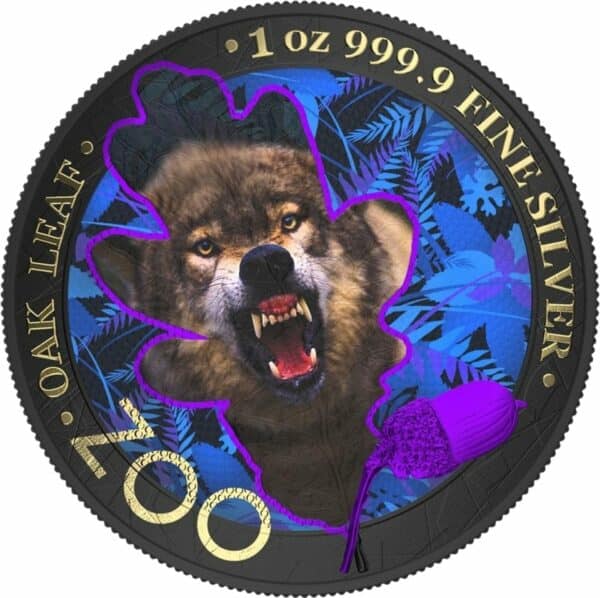 1 Unze Silber Zoo Wolf 2019 (Auflage: 100 | gildet | coloriert)