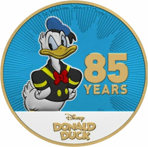 1 Unze Silber Donald Duck 85 Jahre 2019 (Auflage: 100 | coloriert | gildet)