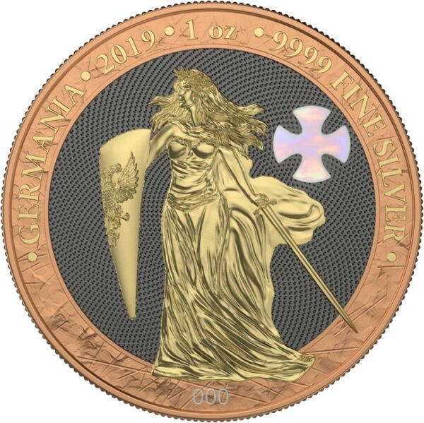 1 Unze Silber Germania Perlenkreuz rosé 2019 (Auflage:500 | gildet)