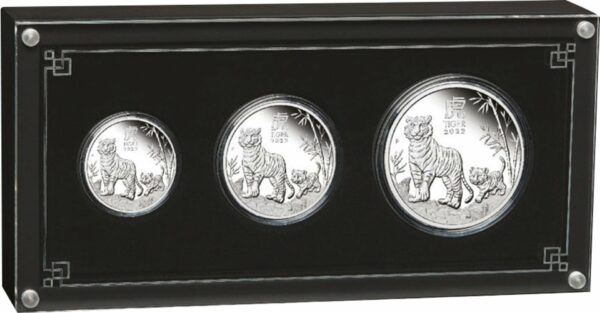 3 Münzen Silber Set Lunar III Tiger 2022 (Auflage: 2.000 | Polierte Platte)