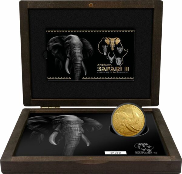 2 Unze Gold African Safari II Elefant 2021 PP (Auflage: 50 | Polierte Platte)