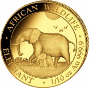 1/10 Unze Gold Somalia Elefant 2022