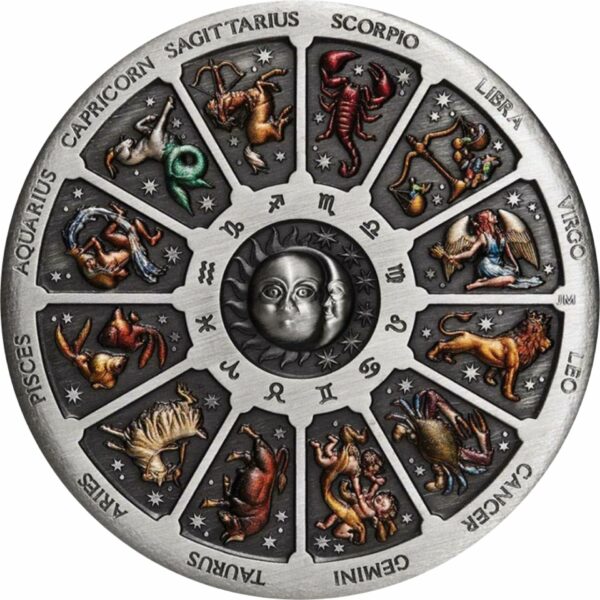 5 Unze Silber Tierkreiszeichenkalender 2021 AF (Auflage: 388 | Antik Finish)