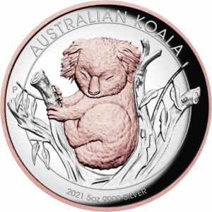 5 Unze Silber Australian Koala 2021 PP HR (Auflage 500 | Teilvergoldet)