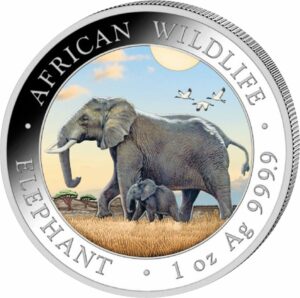 1 Unze Silber Somalia Elefant 2022 Tag Design (Auflage: 5.000 | coloriert)