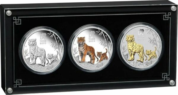 3 x 1 Unze Silber Set Lunar III Tiger 2022 (Auflage: 1.500 | Polierte Platte)