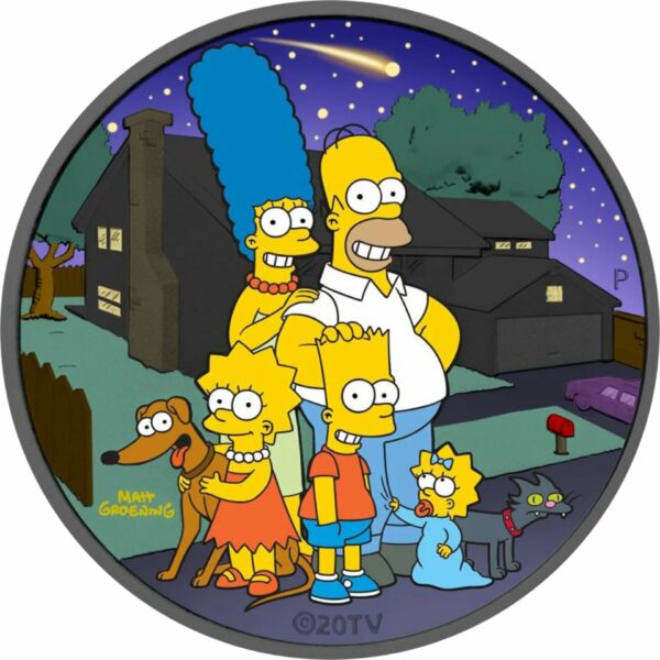 1 Unze Silber Simpsons Familie 2021 Nacht Edition (Auflage:150 | coloriert | Ruthenium)