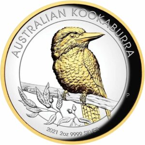 2 Unze Silber Kookaburra 2021 PP (Auflage:1.000 | Polierte Platte | High Relief)