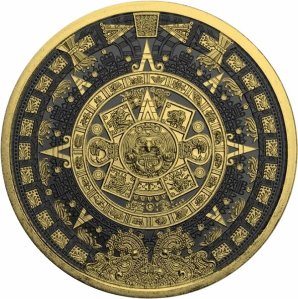 1 Unze Silber Aztekenkalender (Auflage: 250 | beidseitig teilvergoldet)
