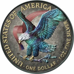 1 Unze Silber American Eagle 2021 AF Typ II Hologramm (Auflage:100 | Coloriert | Antik Finish)