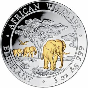 1 Unze Silber Somalia Elefant 2012 (teilvergoldet)