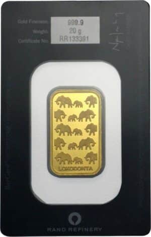 20 g Elefanten Goldbarren (Rand Refinery)