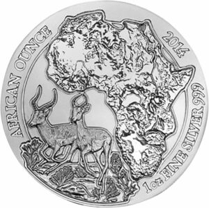 1 Unze Silber Ruanda Antilope Impala 2014