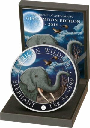 1kg Silber Somalia Elefant 2018 Limited Night Edition (Auflage: 100 Münzen)