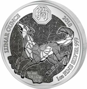 1 Unze Silber Ruanda Lunar Hund 2018 PP (Polierte Platte | Kapsel und Zertifikat)