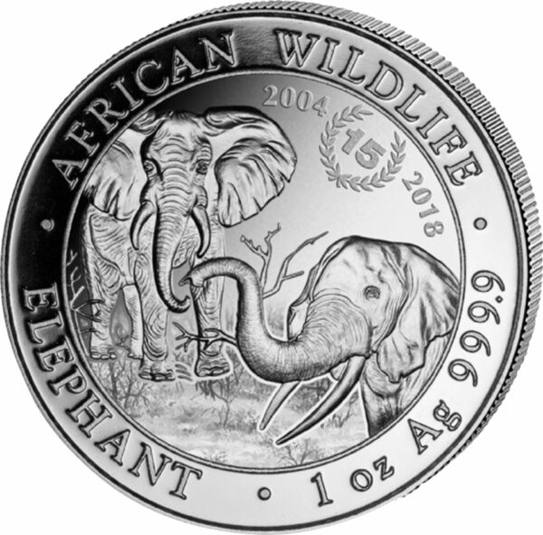 1 Unze Silber Somalia Elefant 2004-2018 (Jubiläumsausgabe: 15 Jahre | Auflage: 15.000)