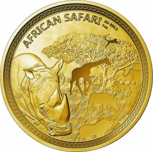 1 Unze Gold African Safari Nashorn 2018 PP (inkl. Holzbox & Zertifikat | Auflage: 99)