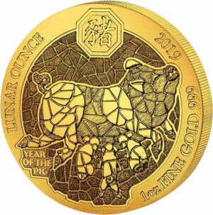 1 Unze Gold Ruanda Lunar Schwein 2019 (Auflage: 188 Münzen)