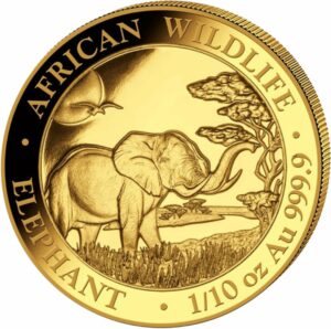 1/10 Unze Gold Somalia Elefant 2019