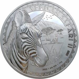 1kg Silber African Safari II Zebra 2022 PP (Auflage: 100 | Polierte Platte)