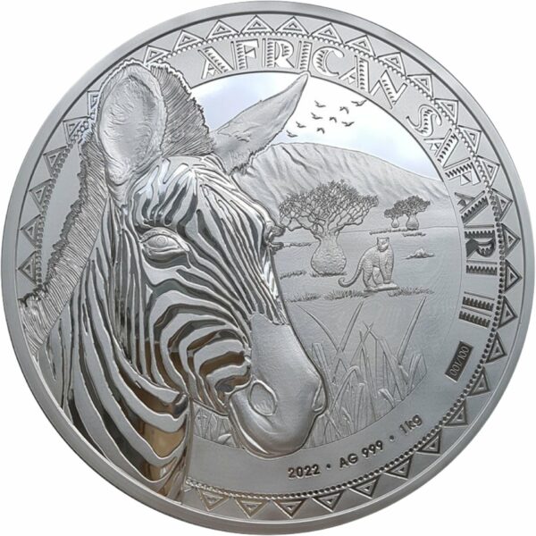 1kg Silber African Safari II Zebra 2022 PP (Auflage: 100 | Polierte Platte)