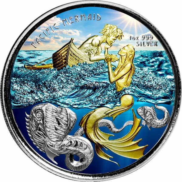 1 Unze Silber Pacific Mermaid 2021 (Auflage: 100 | Teilvergoldet | coloriert)