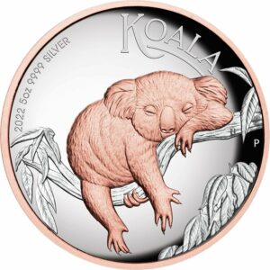 5 Unze Silber Koala 2022 PP (Auflage:500 | Polierte Platte | teilvergoldet)