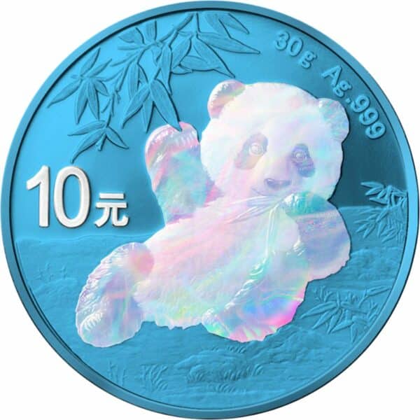 30g Silber China Panda Space Blue 2020 (coloriert | Auflage: 250 | Hologramm)