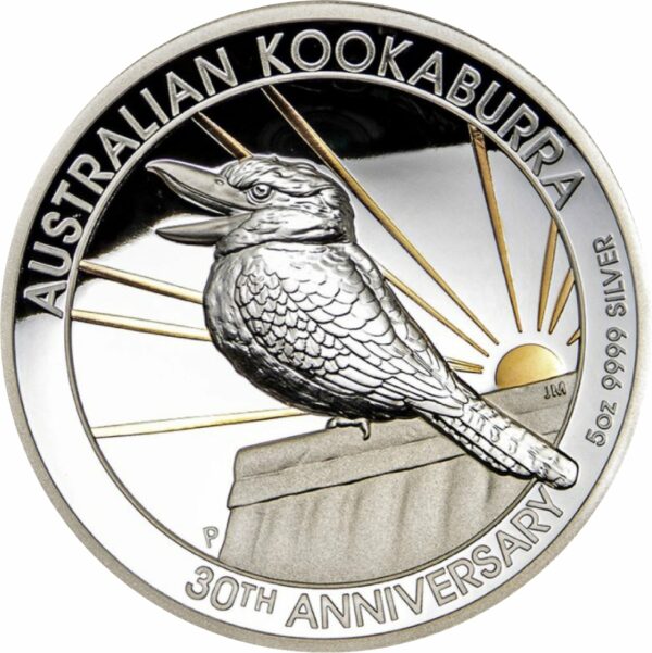 5 Unze Silber Kookaburra 2020 PP (Auflage: 1.000 | Polierte Platte | Gildet | High Relief)