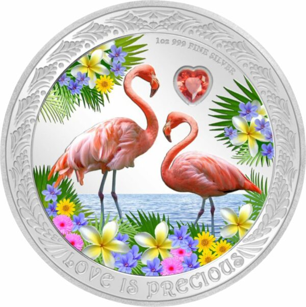 1 Unze Silber Flamingo Liebe ist kostbar 2021 PP (Auflage: 3.000 | Polierte Platte)