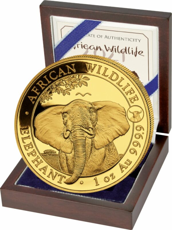 1 Unze Gold Somalia Elefant 2021 Privymark Ochse (Auflage: 100 | inkl Etui)