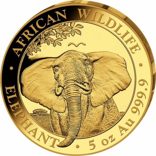 5 Unze Gold Somalia Elefant 2021 PP (Auflage: 50 | Polierte Platte | Nummer 1)