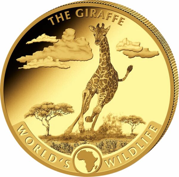 5 Unze Gold World's Wildlife Giraffe 2019 PP (Auflage: 50 Münzen)