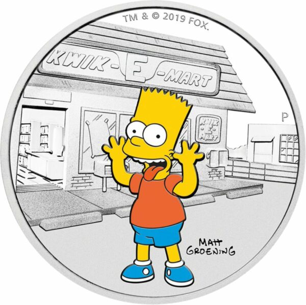 1 Unze Silber Bart Simpson 2019 (coloriert | Auflage: 5.000 | 2. Motiv)