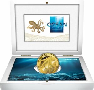 2 Unze Gold Ocean Five Oktopus 2023 PP  (Auflage: 50 | Polierte Platte)