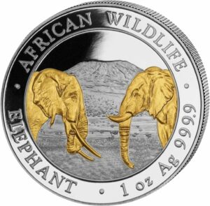 1 Unze Silber Somalia Elefant 2020 (Auflage: 5.000 | teilvergoldet)