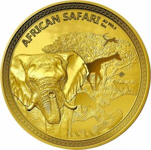 5 Unze Gold African Safari Elefant 2020 PP (Holzbox & Zertifikat | Auflage: 50)