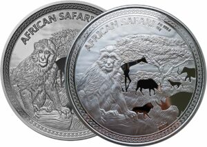 Doppelpack: 1kg Silber African Safari Affe 2020 PP & AF (Auflage: je 100 Stücke)